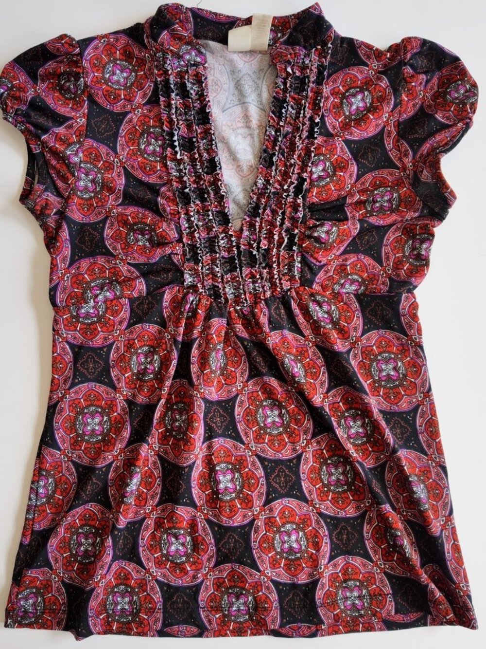 BOHO y2k ruffled top paisley print size M vintage 2000s